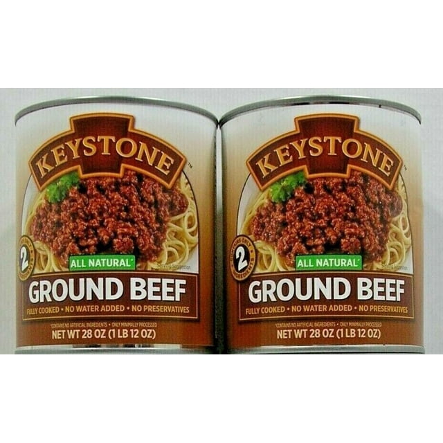(2 Cans Pack) Keystone All Natural Ground Beef 28 oz Can Emergency