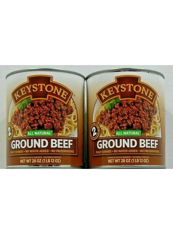 (2 Cans Pack) Keystone All Natural Ground Beef 28 oz Can Emergency Survival Food For Camping Hiking and Backpacking