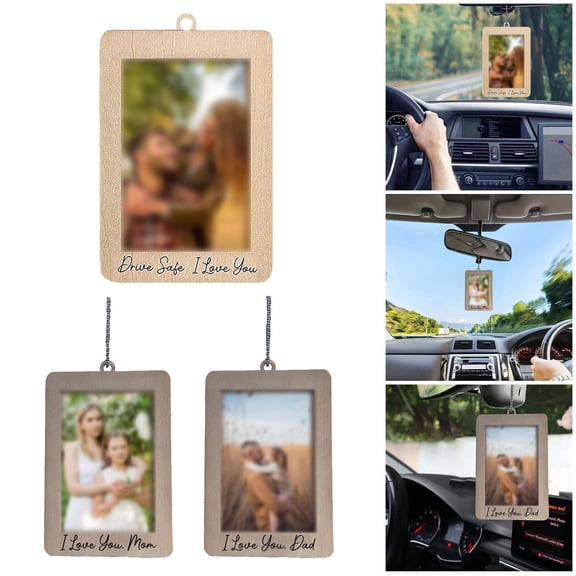 2 Car Hanging Picture Frame Driving Car for Vehicle Interiors and Home Display,6.8x9.9 cm,Black
