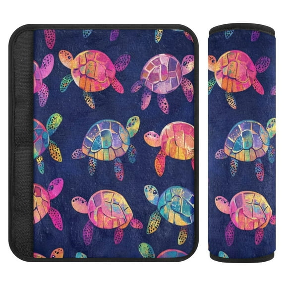 2 Car Seat Belt Covers M Size 10*7.7 Inches Car Seat Belt Shoulder Pad Backpack Shoulder Pad Stroller Belt Cover Colorful Turtle