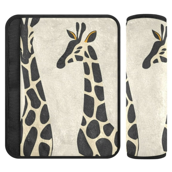 2 Car Seat Belt Covers M Size 10*7.7 Inches Car Seat Belt Shoulder Pad Backpack Shoulder Pad Stroller Belt Cover Grey Giraffe