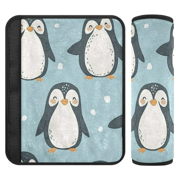 2 Car Seat Belt Covers S Size 6.5*6.5 Inches Car Seat Belt Shoulder Pad Backpack Shoulder Pad Stroller Belt Cover Cartoon Cute Little Penguin