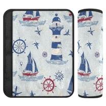 2 Car Seat Belt Covers S Size 6.5*6.5 Inches Car Seat Belt Shoulder Pad Backpack Shoulder Pad Stroller Belt Cover Cartoon Lighthouse and Boat