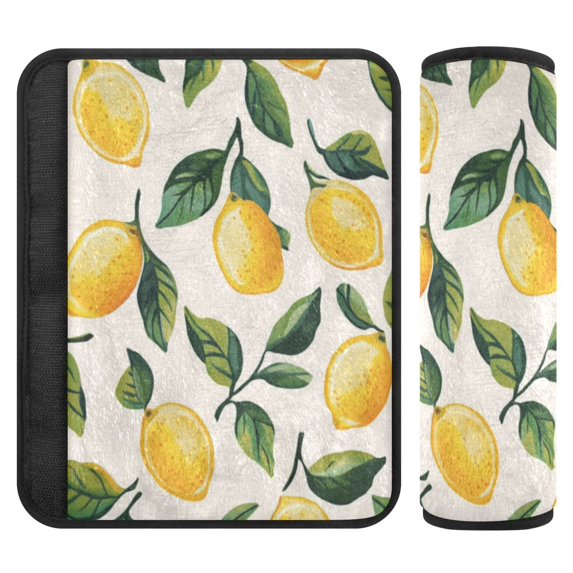 2 Car Seat Belt Covers S Size 6.5*6.5 Inches Car Seat Belt Shoulder Pad Backpack Shoulder Pad Stroller Belt Cover Cute Cartoon Lemon