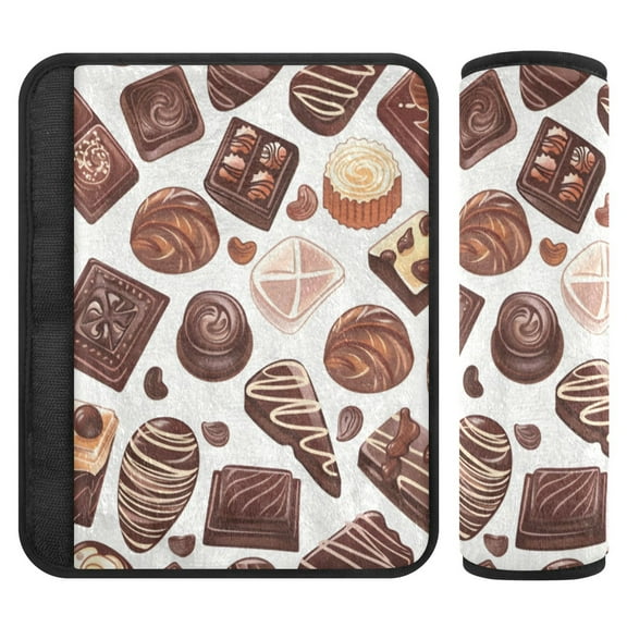 2 Car Seat Belt Covers S Size 6.5*6.5 Inches Car Seat Belt Shoulder Pad Backpack Shoulder Pad Stroller Belt Cover Dark Chocolate