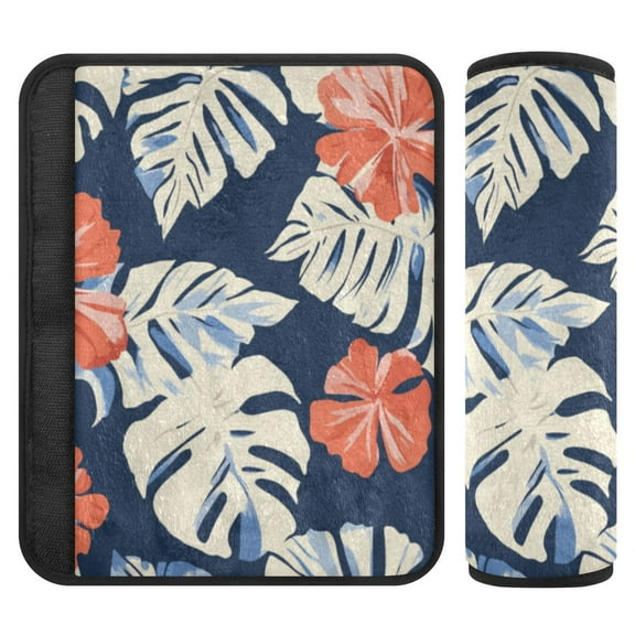 2 Car Seat Belt Covers S Size 6.5*6.5 Inches Car Seat Belt Shoulder Pad Backpack Shoulder Pad Stroller Belt Cover Hawaiian Fower Cartoon