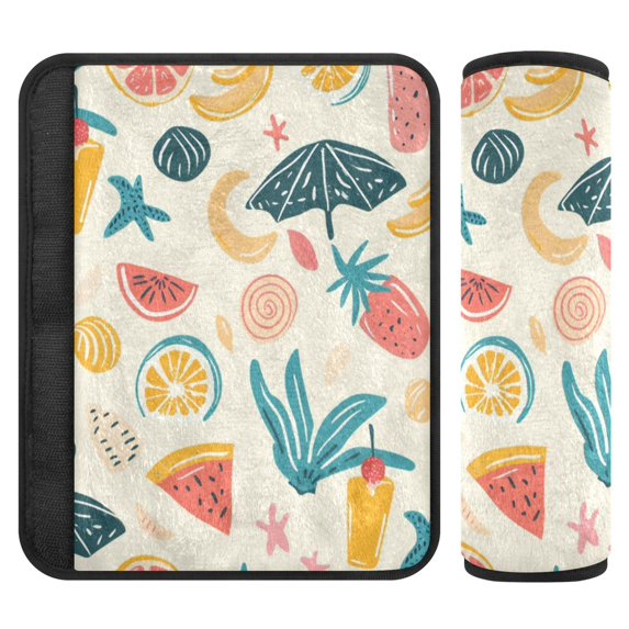 2 Car Seat Belt Covers S Size 6.5*6.5 Inches Car Seat Belt Shoulder Pad Backpack Shoulder Pad Stroller Belt Cover Lemon Watermelon