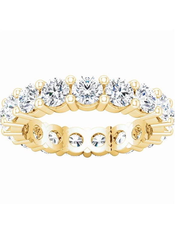 2 Carat 14K Yellow Gold LAB GROWN Diamond Eternity Wedding Anniversary Stackable Ring Band for Women Ultra Premium Collection (E-F Color VS2-SI1 Clarity) Size: 4.01
