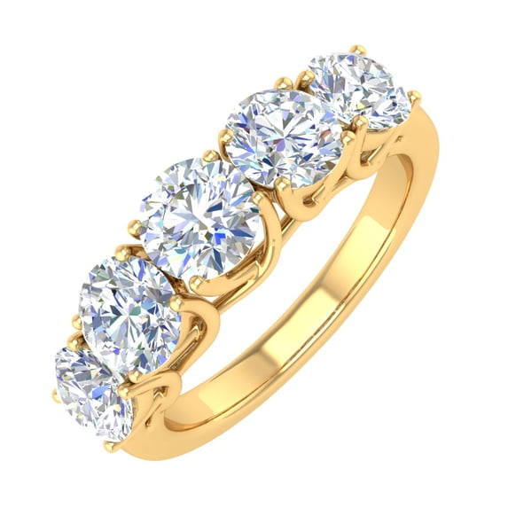 2 Carat 5-Stone Diamond Wedding Band Ring in 10K Yellow Gold (Ring Size 9.75)