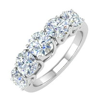 2 Carat 5-Stone Diamond Wedding Band Ring in 14K White Gold (Ring Size 7.5)