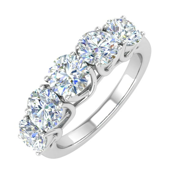 2 Carat 5-Stone Diamond Wedding Band Ring in 14K White Gold (Ring Size 8.5)