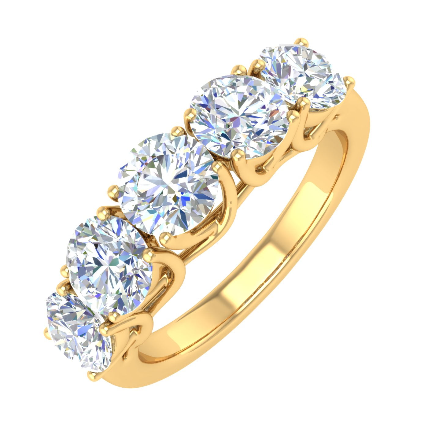14K Yellow Gold Carat 5-Stone Diamond Engagement Wedding Band