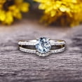 thumbnail image 1 of 2 Carat 6mm Round Cut Aquamarine Engagement Ring On 10k White Gold With Wedding Band, 1 of 5