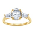 thumbnail image 1 of 2 Carat 8X6MM Oval & Tapered Cut Lab Created Moissanite Diamond 3-Stone Engagement Ring For Women In 14K Yellow Gold Over Sterling Silver (VVS1 Clarity, 2.00 Cttw)-4, 1 of 7