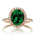 thumbnail image 1 of 2 Carat 8x6mm Oval Classic And Moissanite Diamond Halo Ring on 10k Rose Gold, 1 of 2