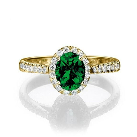 2 Carat 8x6mm Oval Cut And Moissanite Diamond Halo Engagement Ring in 10k Yellow Gold