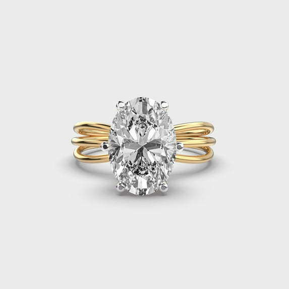 2 Carat Beautiful IGI Certified Oval Cut Lab Grown Diamond Wedding Ring for Women Solid 10K Yellow Gold | Solitaire Diamond Engagement Ring | Size 8 Diamond-Capitals
