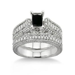 2 Carat Emerald Diamond 2.10 Carat Emerald Diamond Antique Bridal Set Engagement Ring on 10k White Gold Walmart