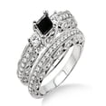thumbnail image 1 of 2 Carat Black Diamond Antique Milgrain Trilogy Bridal set on 10k White Gold, 1 of 3