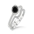 thumbnail image 1 of 2 Carat Black Diamond Halo Bridal Set Engagement Ring in 14k Rose Gold affordable sapphire and diamond engagement ring, 1 of 2