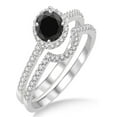 thumbnail image 1 of 2 Carat Black Diamond Halo Bridal Set Engagement Ring on 10k White Gold, 1 of 2