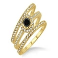 thumbnail image 1 of 2 Carat Black Diamond Trio set Halo Ring on 10k Yellow Gold, 1 of 2