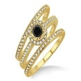 thumbnail image 1 of 2 Carat Black Diamond Trio set Halo Ring on 10k Yellow Gold, 1 of 2