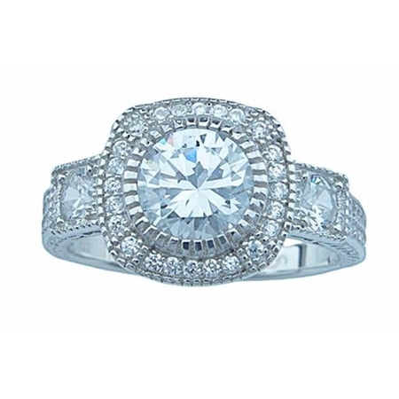 2 Carat Brilliant 925 Silver Vintage Style Engagement Ring - Size 5