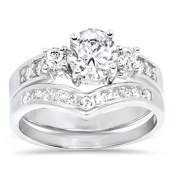 LaRaso & Co 2 Carat CZ Wedding Engagement Bridal Ring Set for Women Size 8