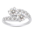 thumbnail image 1 of 2 Carat Center 6MM Round Cut Lab Created Moissanite Diamond Two Stone Bypass Engagement Ring For Women In 14K White Gold Over Sterling Silver (G-H Color, VVS1 Clarity, 2 Cttw)-8.5, 1 of 7