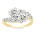 thumbnail image 1 of 2 Carat Center 6MM Round Cut Lab Created Moissanite Diamond Two Stone Bypass Engagement Ring In 14K Solid Yellow Gold Jewelry For Women (G-H Color, VVS1 Clarity, 2 Cttw)-8.5, 1 of 7