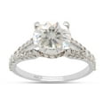 thumbnail image 1 of 2 Carat Center 8MM Round Cut Lab Created Moissanite Diamond Split Shank Solitaire Engagement Ring For Women In 14K White Gold Over Sterling Silver(G-H Color, VVS1 Clarity, 2 Cttw)-4, 1 of 8