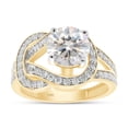 thumbnail image 1 of 2 Carat Centre 7MM Round Cut Lab Created Moissanite Diamond Knot Style Engagement Promise Ring In 14K Solid Yellow Gold (G-H Color, VVS1 Clarity, 2 Cttw)-5.5, 1 of 7