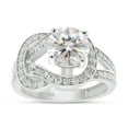 thumbnail image 1 of 2 Carat Centre 7MM Round Cut Lab Created Moissanite Diamond Knot Style Engagement Promise Ring In 14K White Gold Over Sterling Silver (G-H Color, VVS1 Clarity, 2 Cttw)-7, 1 of 7