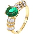 thumbnail image 1 of 2 Carat Created Green Nano Emerald Rings for Women Dainty Engagement Rings Sterling Silver Gold Rings for Women Oval Cut Promise Rings for Her Elegant Green Gemstone Rings, 1 of 6