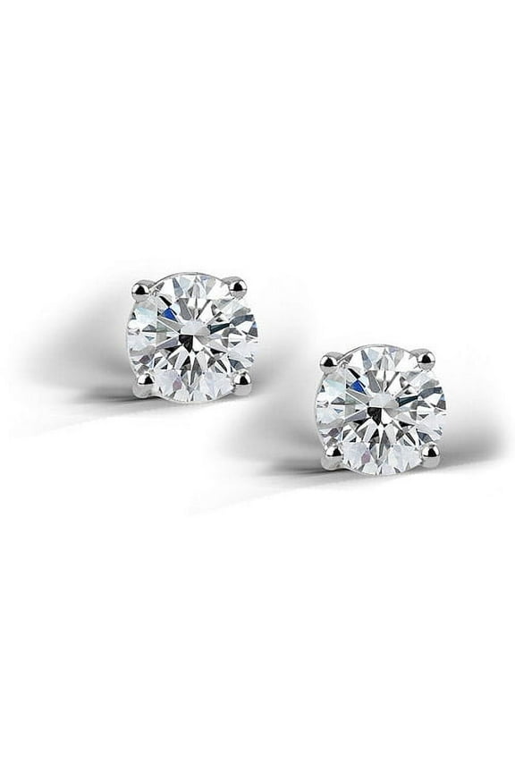 2 Carat Created White Sapphire Sterling Silver Stud Earrings, 6mm