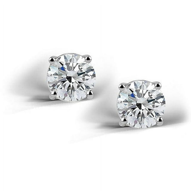 2 Carat Created White Sapphire Sterling Silver Stud Earrings, 6mm