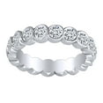 thumbnail image 1 of AFFY 2 Carat (Cttw) Round Shape White Natural Diamond Bezel Set Eternity Wedding Band Ring In 14k Solid White Gold Ring Size-10, 1 of 1