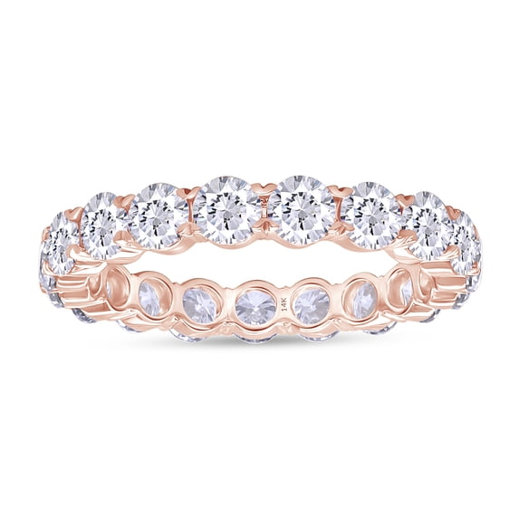 2 Carat (Ctw) IGI Certified Round Cut Lab Grown Diamond Full Eternity Band Ring for Women | 14K Solid Rose Gold Anniversary Wedding Band Ring For Her Ring Size-7