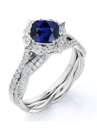 Dallas Cowboys 1.5 Ct Lab-Created Diamond & Blue Sapphire Star Style Silver  Ring