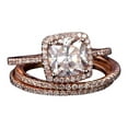 thumbnail image 1 of 2 Carat Cushion Cut Moissanite Diamond Trio Ring Set On With 18K Rose Gold Plating, Promise Ring, Anniversary Gift, 1 of 6