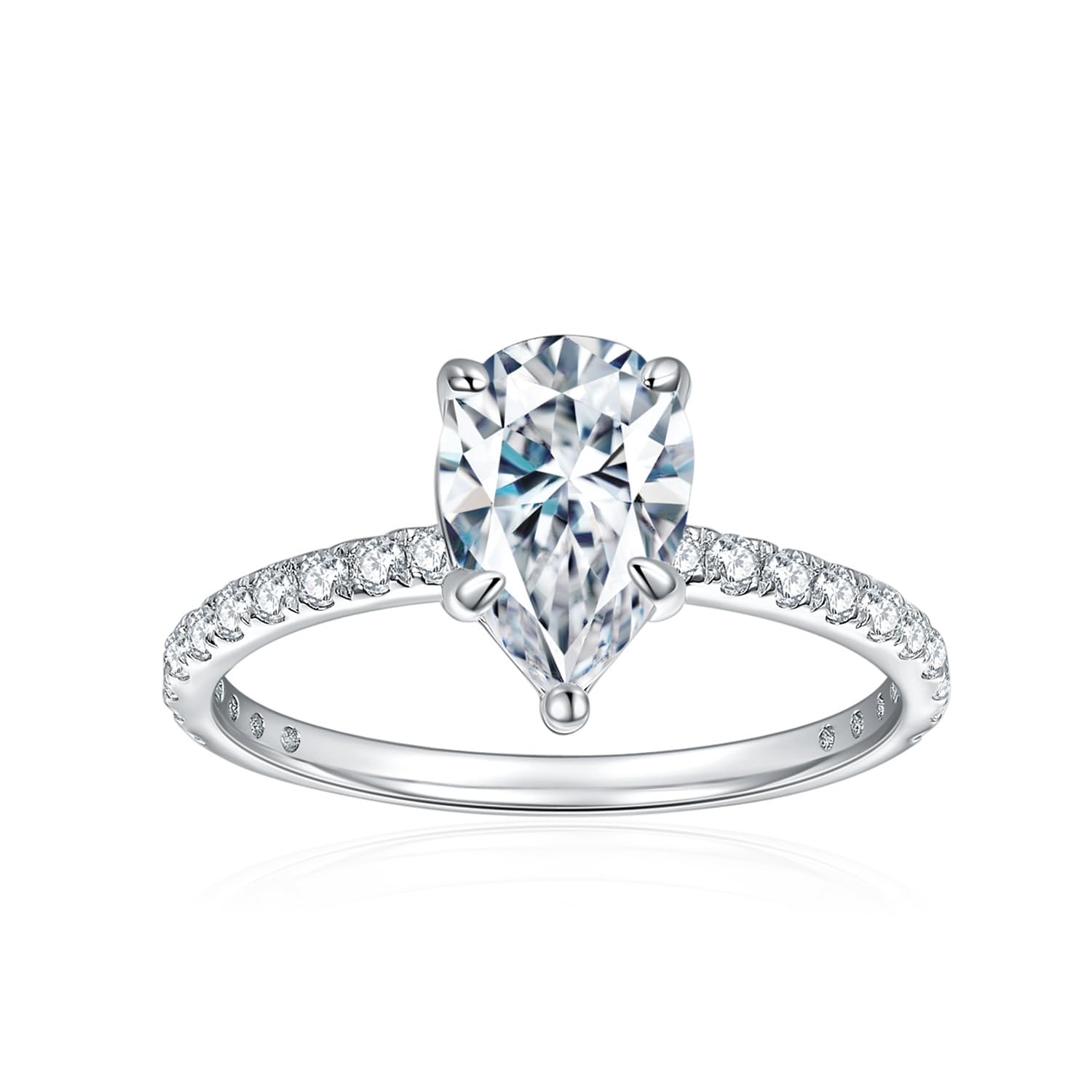 Ladies 18K White Gold Pear Shape Semi Mount Halo Diamond Engagement Ladies 18K White Gold Pear Shape Semi Mount Halo Diamond Engagement