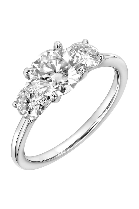 2 Carat DEW Moissanite 10K White Gold Three-Stone Engagement Ring