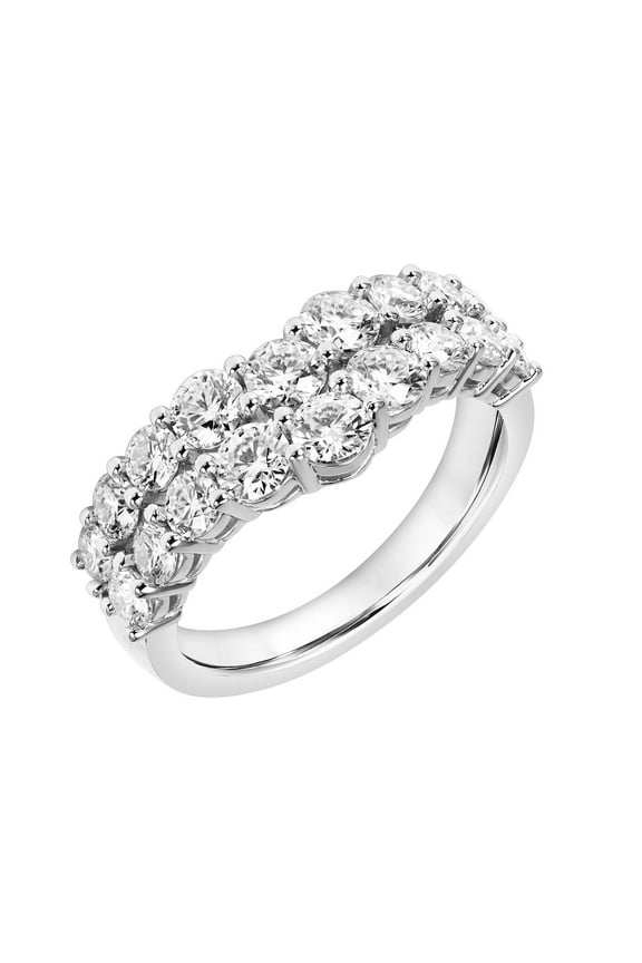 2 Carat DEW Moissanite Sterling Silver Two-Row Chevron Anniversary Band