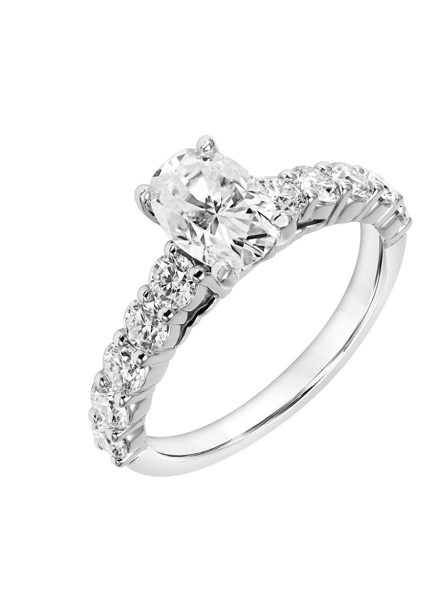 2 Carat DEW Oval Moissanite Sterling Silver Engagement Ring