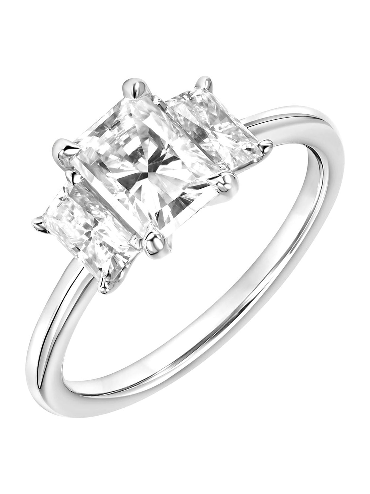 2 Carat DEW Radiant Cut Moissanite 10K White Gold Three Stone