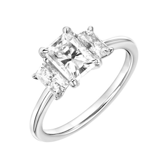 2 Carat DEW Radiant-Cut Moissanite 10K White Gold Three-Stone Engagement Ring