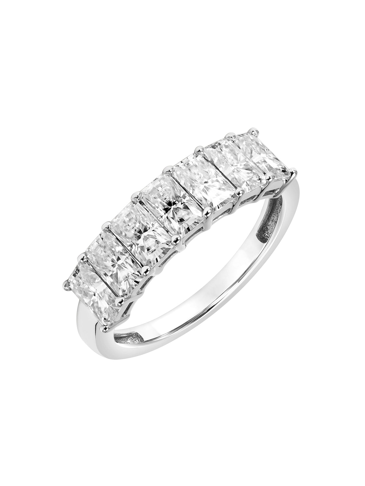 2 Carat DEW Radiant-Cut Moissanite 10k White Gold Semi-Eternity Band
