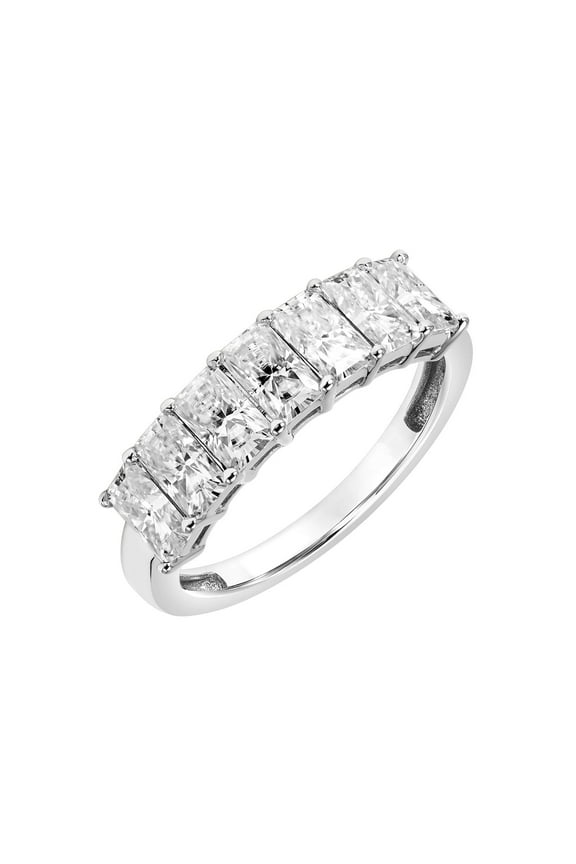 2 Carat DEW Radiant-Cut Moissanite 10k White Gold Semi-Eternity Band