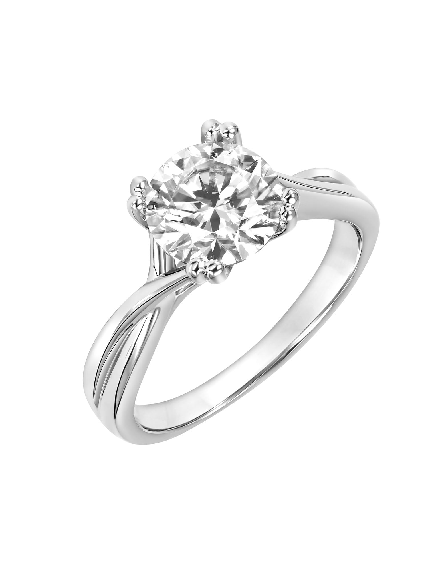 2 Carat DEW Round Moissanite Sterling Silver Solitaire Engagement Ring